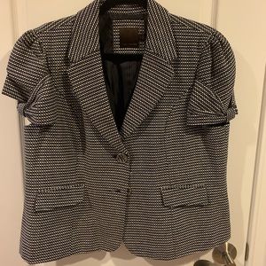 The Limited Navy Tweed Short Sleeved Blazer